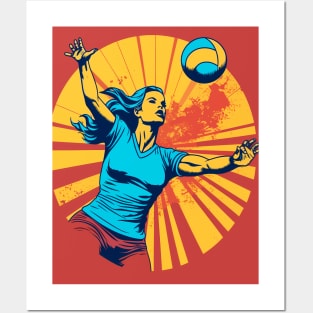 Retro Volleyball Player Posters and Art